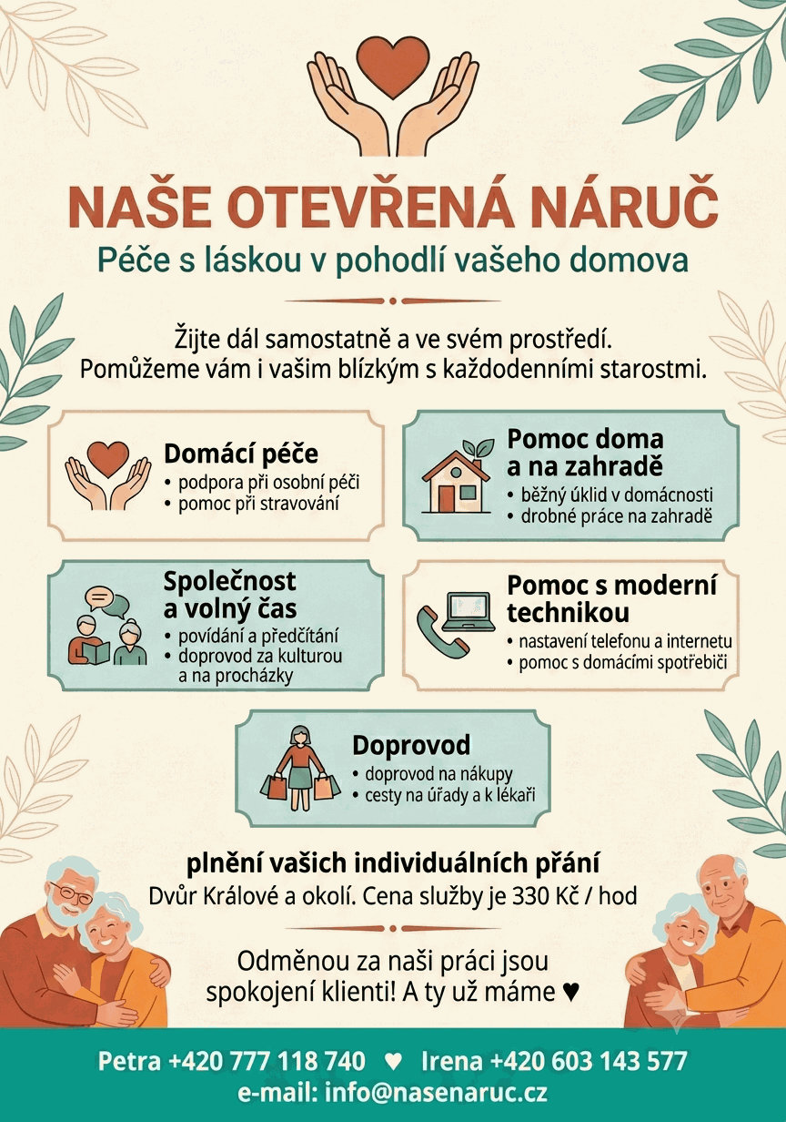 Naše otevřená náruč — péče s láskou v pohodlí vašeho domova